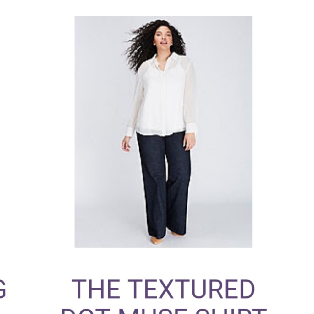 Lane Bryant Cream and Gold Accent Blouse